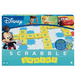 Giocattolo Scrabble Junior Disney, gioco di parole crociate per bambini dai 5 ai 10 anni con 2 giochi in 1 Mattel