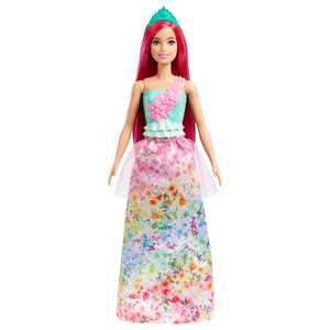 Giocattolo Barbie Dreamtopia Principessa, bambola con corpetto scintillante, gonna lunga con colori sfumati, dettagli floreali Barbie