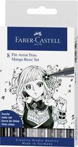 Cartoleria Bustina da 8 Pitt Artist Pen-Manga Set (tonalità di grigi) Faber-Castell
