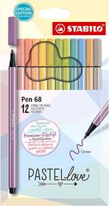 Cartoleria Pennarello Premium - STABILO Pen 68 - Pastellove Set - Astuccio da 12 - Colori assortiti STABILO