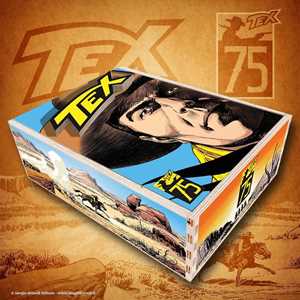 Libro Tex 75. Box legno. Con shopper in tela, cartolina Graziano Frediani Mauro Boselli Giorgio Giusfredi