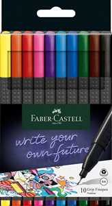 Cartoleria Astuccio in cartone con 10 Grip Finepen 0,4 mm Faber-Castell