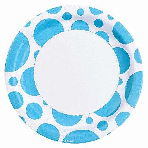 Solid Colour Dots Caribbean Blue. 8 Piatti 23 Cm
