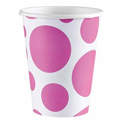 Solid Colour Dots Pink. 8 Bicchieri 200Ml