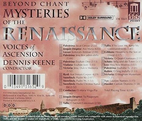 Beyond Chant - Mysteries of the Renaissance - CD Audio di Dennis Keene - 3