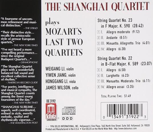Last String Quartets, - CD Audio di Wolfgang Amadeus Mozart - 2