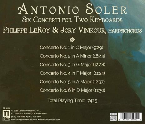 6 concerti per due clavicembali - CD Audio di Antonio Soler,Jory Vinikour - 2