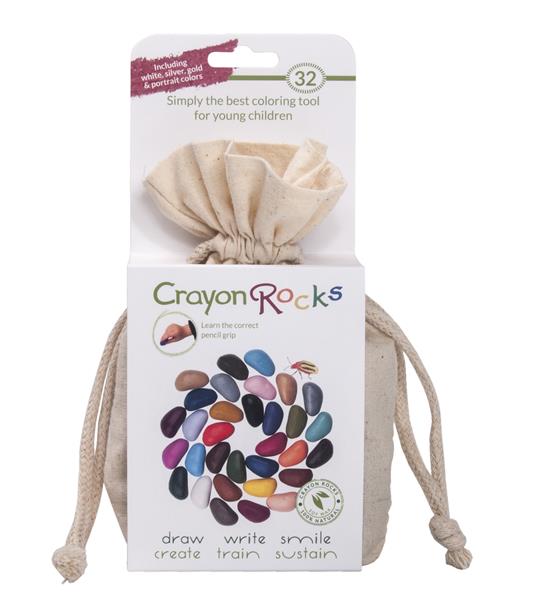 Crayon Rocks 32 pietre colorate in un sacchetto di cotone