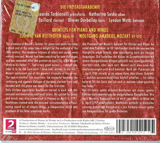 Wiener Klassik. The Unusual Instrumentation - CD Audio di Ludwig van Beethoven,Wolfgang Amadeus Mozart,Edoardo Torbianelli - 2