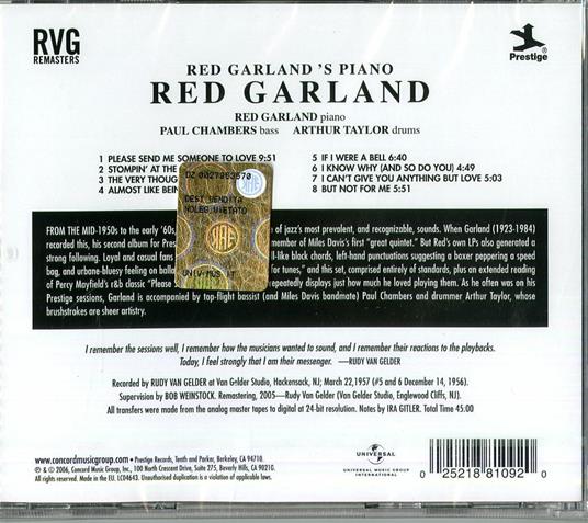Red Garland's Piano (Rudy Van Gelder) - CD Audio di Red Garland - 2