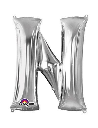 Palloncino in alluminio lettera N argentata Taglia Unica