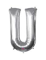 Palloncini in alluminio lettera U argento Taglia Unica