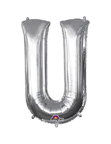 Palloncini in alluminio lettera U argento Taglia Unica