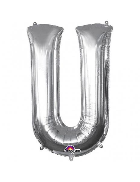 Palloncini in alluminio lettera U argento Taglia Unica - 3