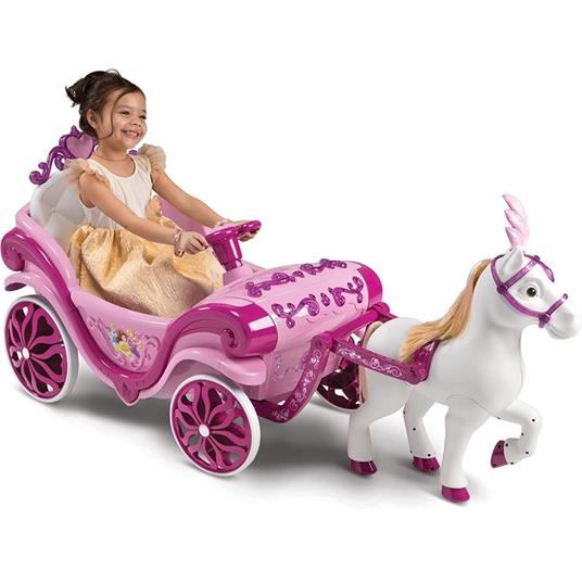 Carrozza Elettrica Per Bambini Principesse Disney Con Cavallo, Con Suoni E Porta Bevande  100050301 - 2