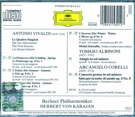 Le quattro stagioni - CD Audio di Antonio Vivaldi,Herbert Von Karajan,Berliner Philharmoniker,Michel Schwalbé - 2