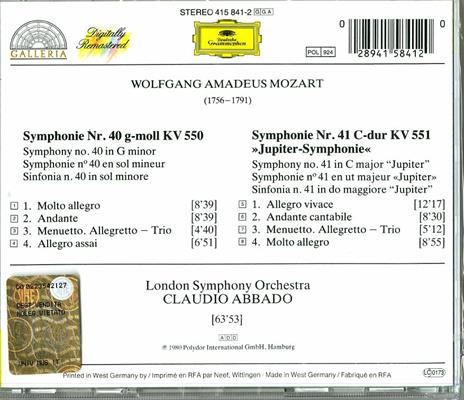 Sinfonie n.40, n.41 - CD Audio di Wolfgang Amadeus Mozart,Claudio Abbado,London Symphony Orchestra - 2
