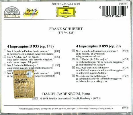 Impromptus op.90, op.142 - CD Audio di Franz Schubert,Daniel Barenboim - 2