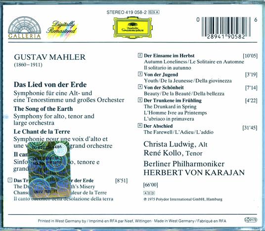 Il canto della terra (Das Lied von der Erde) - CD Audio di Gustav Mahler,Herbert Von Karajan,Berliner Philharmoniker - 2