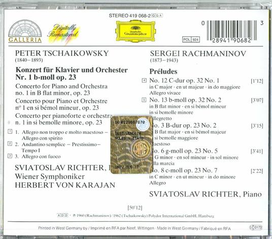 Concerto per pianoforte n.1 / Selezione Preludi op.23 e op.32 - CD Audio di Sergei Rachmaninov,Pyotr Ilyich Tchaikovsky - 2