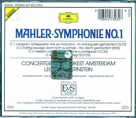 Sinfonia n.1 - CD Audio di Leonard Bernstein,Gustav Mahler,Royal Concertgebouw Orchestra - 2