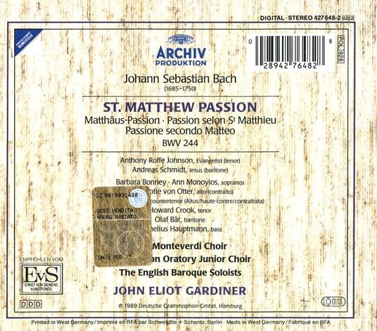 La Passione secondo Matteo - CD Audio di Johann Sebastian Bach,John Eliot Gardiner - 2