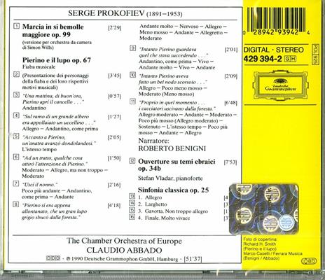 Pierino e il lupo - Sinfonia classica - CD Audio di Roberto Benigni,Sergei Prokofiev,Claudio Abbado,Chamber Orchestra of Europe - 2
