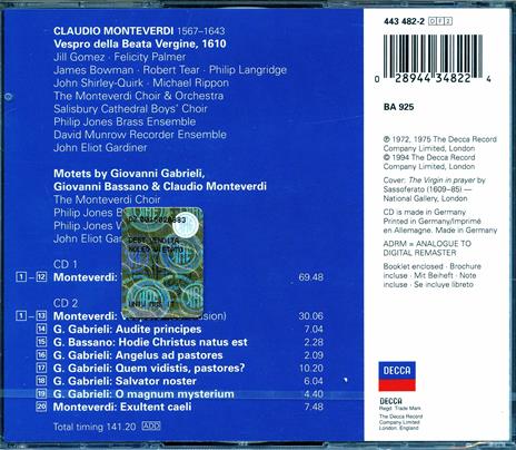 Vespro della Beata Vergine - CD Audio di Claudio Monteverdi,John Eliot Gardiner,Monteverdi Orchestra - 2
