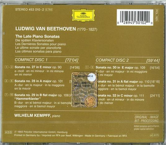 Sonate per pianoforte n.27, n.28, n.29, n.30, n.31, n.32 - CD Audio di Ludwig van Beethoven,Wilhelm Kempff - 2