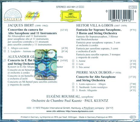 Concerti per sassofono - CD Audio di Eugene Rousseau - 2