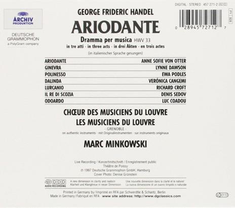 Ariodante - CD Audio di Anne Sofie von Otter,Lynne Dawson,Veronica Cangemi,Marc Minkowski,Georg Friedrich Händel,Les Musiciens du Louvre - 2