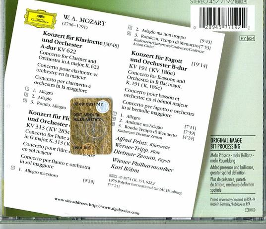 Concerti per strumenti a fiato - CD Audio di Wolfgang Amadeus Mozart,Karl Böhm,Wiener Philharmoniker - 2