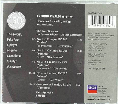 Le quattro stagioni - CD Audio di Antonio Vivaldi,Musici,Felix Ayo - 2