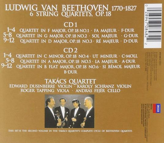 Quartetti op.18 - CD Audio di Ludwig van Beethoven,Takacs Quartet - 2