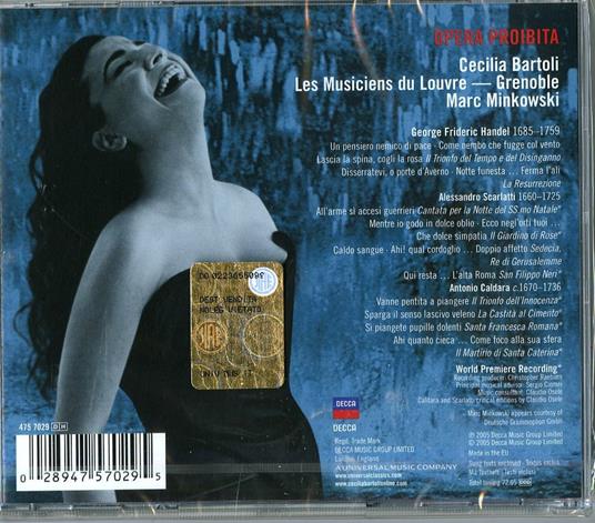 Opera proibita (Limited Edition) - CD Audio di Cecilia Bartoli,Alessandro Scarlatti,Antonio Caldara,Georg Friedrich Händel,Marc Minkowski,Les Musiciens du Louvre - 2