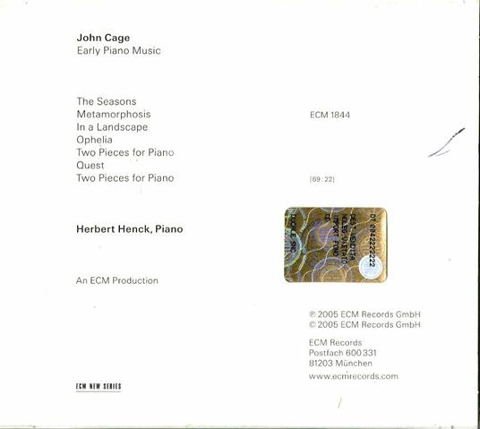 Early Piano Music - CD Audio di John Cage,Herbert Henck - 2