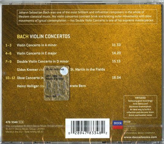 Concerti per violino - CD Audio di Johann Sebastian Bach,Gidon Kremer,Academy of St. Martin in the Fields - 2