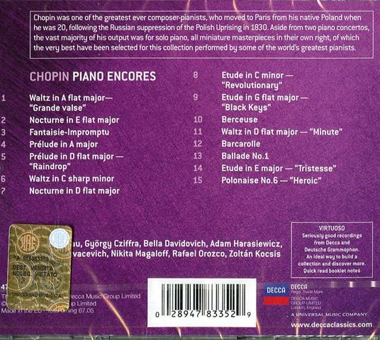 Piano encores - CD Audio di Frederic Chopin,Claudio Arrau,Zoltan Kocsis,Stephen Kovacevich - 2