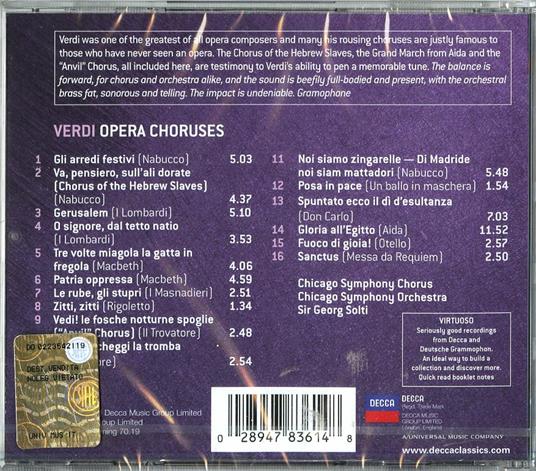 Cori da opere - CD Audio di Giuseppe Verdi,Georg Solti,Chicago Symphony Orchestra,Chicago Symphony Chorus - 2