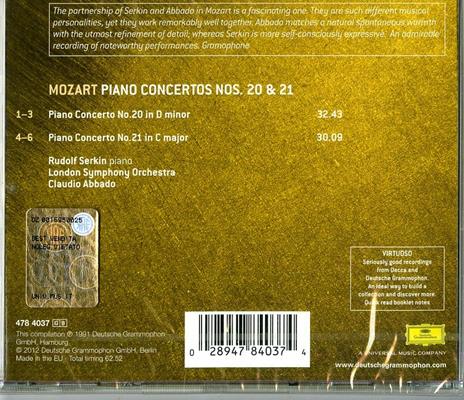 Concerti per pianoforte n.20, n.21 - CD Audio di Wolfgang Amadeus Mozart,Rudolf Serkin,Claudio Abbado,London Symphony Orchestra - 2