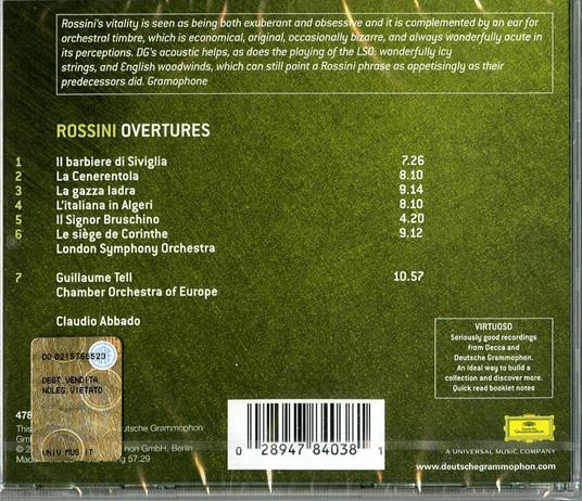 Ouvertures - CD Audio di Gioachino Rossini,Claudio Abbado,London Symphony Orchestra,Chamber Orchestra of Europe - 2