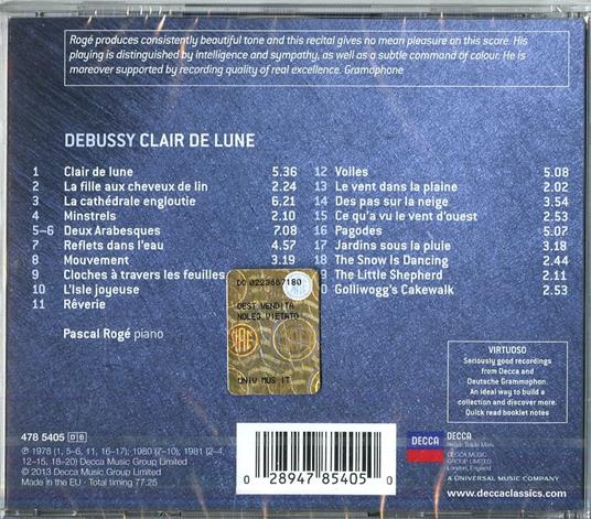Claire de Lune - CD Audio di Claude Debussy,Pascal Rogé - 2