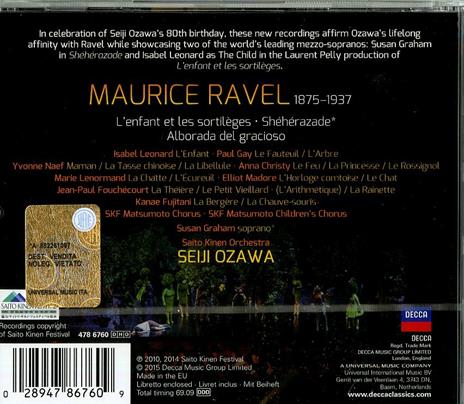 L'enfant et les sortileges - Shéhérazade - CD Audio di Maurice Ravel,Seiji Ozawa,Saito Kinen Orchestra - 2