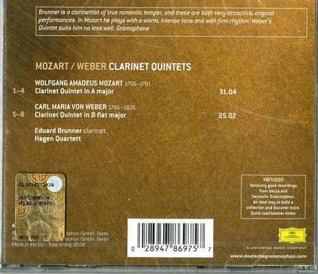 Quintetti per clarinetto - CD Audio di Wolfgang Amadeus Mozart,Carl Maria Von Weber,Hagen Quartett,Eduard Brunner - 2
