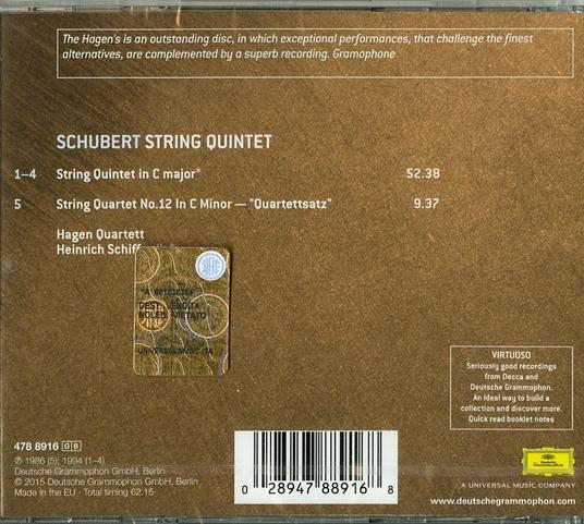 Quintetto per archi - Quartetto per archi n.12 (Serie Virtuoso) - CD Audio di Franz Schubert,Hagen Quartett,Heinrich Schiff - 2
