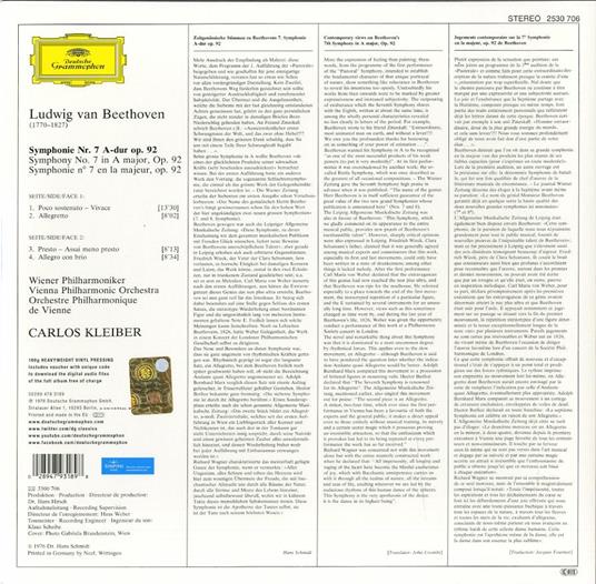 Sinfonia n.7 - Vinile LP di Ludwig van Beethoven,Carlos Kleiber,Wiener Philharmoniker - 2