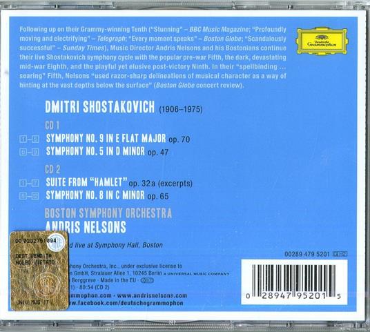 Under Stalin's Shadow. Sinfonie n.5, n.8, n.9 - CD Audio di Dmitri Shostakovich,Boston Symphony Orchestra,Andris Nelsons - 2