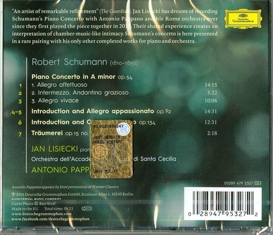 Concerto per pianoforte - CD Audio di Robert Schumann,Antonio Pappano,Orchestra dell'Accademia di Santa Cecilia,Jan Lisiecki - 2