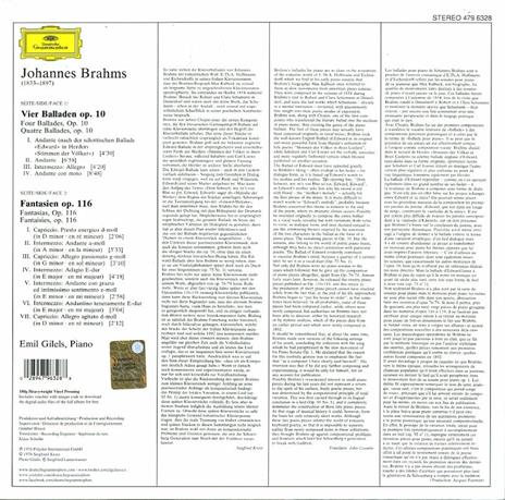 Quattro Ballate - Sette Fantasie - Vinile LP di Johannes Brahms,Emil Gilels - 2