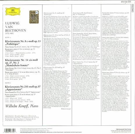 Sonate per pianoforte n.8, n.14, n.23 - Vinile LP di Ludwig van Beethoven,Wilhelm Kempff - 2